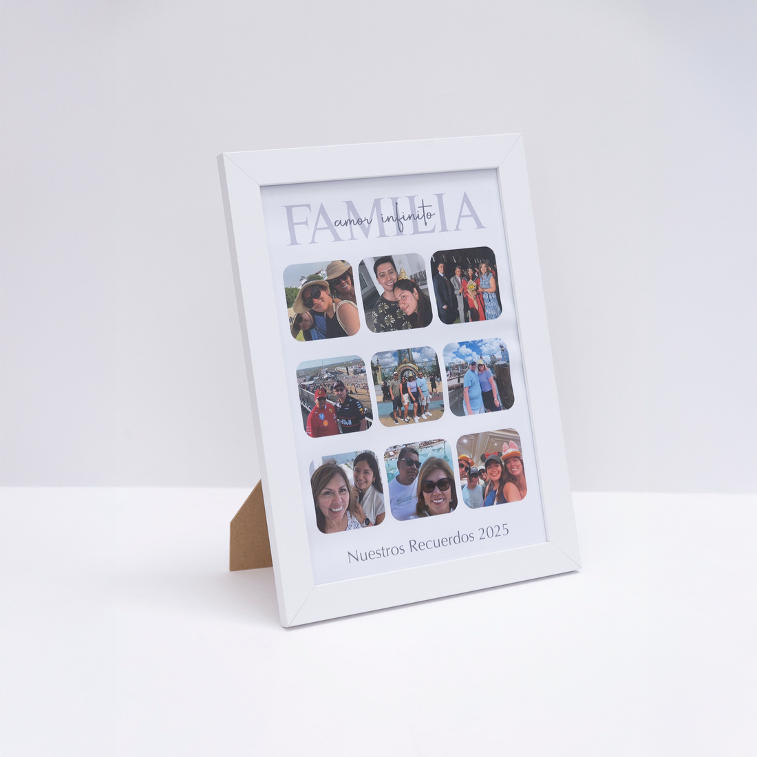 Cuadro Collage Familia 2025 - Vertical - Marco Blanco