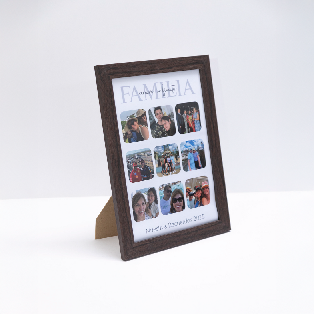 Cuadro Collage Familia 2025 - Vertical - Marco Marrón