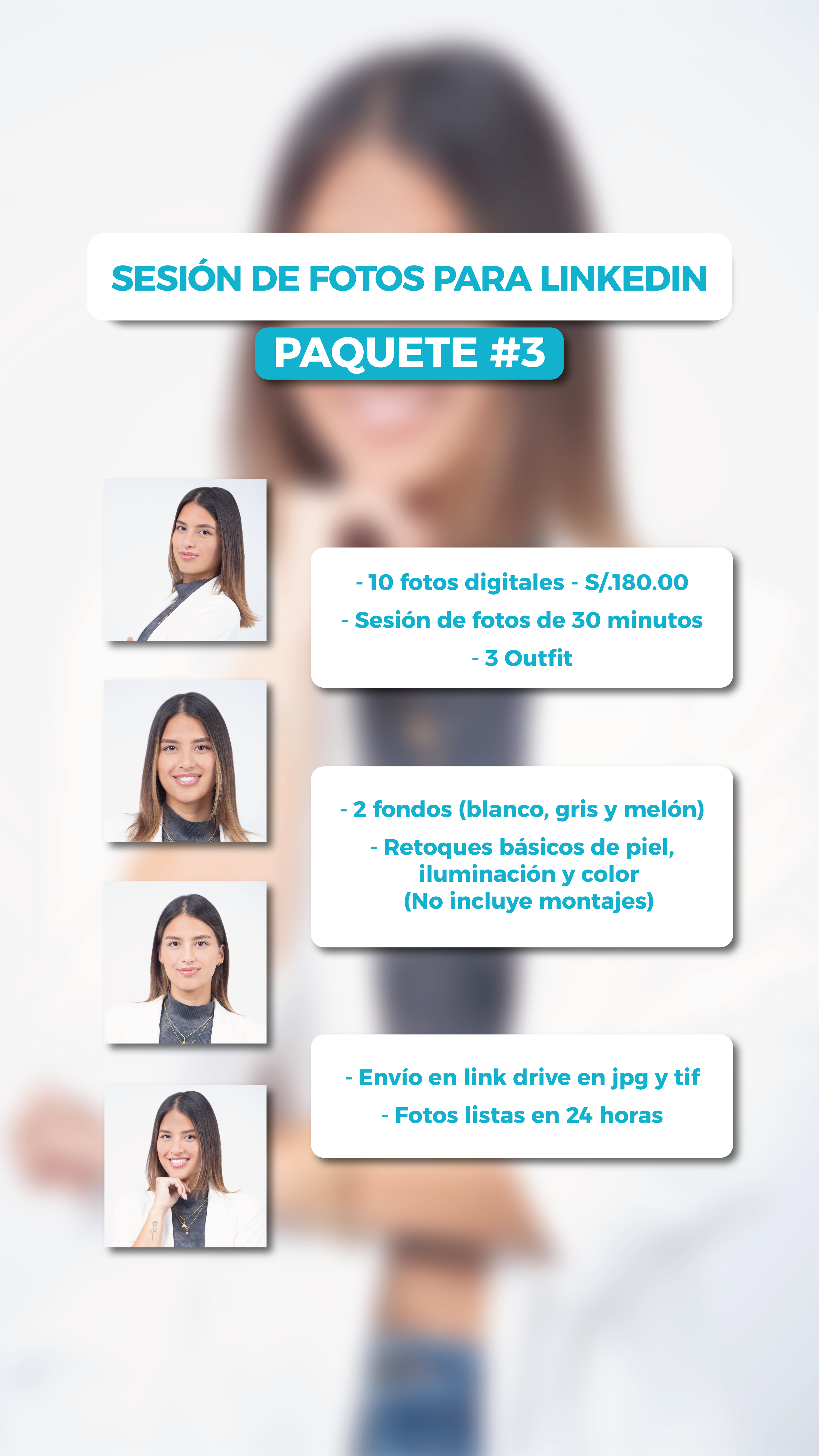 Paquete Linkedin 3 - Sesión de fotos profesional - Versión Premiun