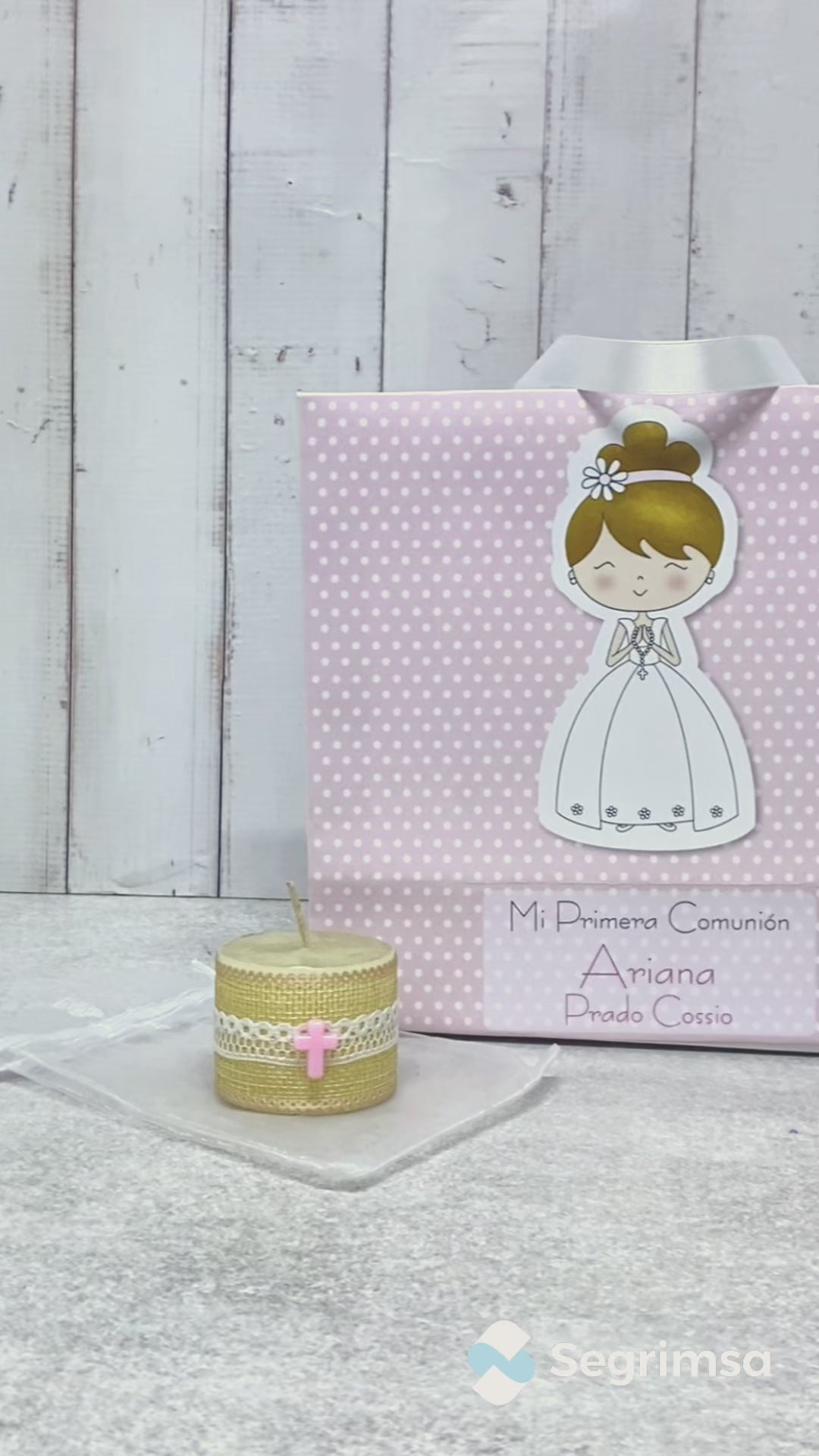 Pack Primera Comunión: Estampas + bolsa personalizada + velas