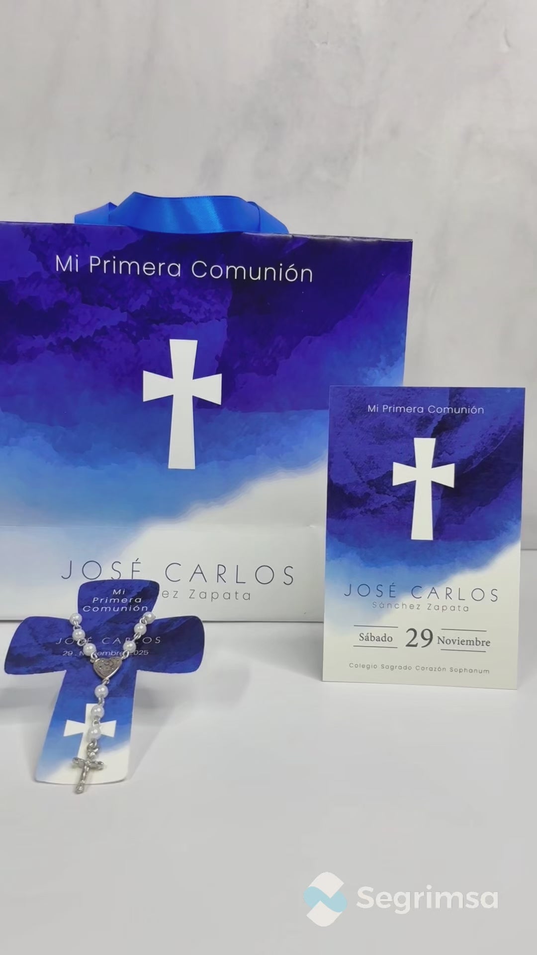 Pack Primera Comunión: Estampas + bolsa personalizada + denarios